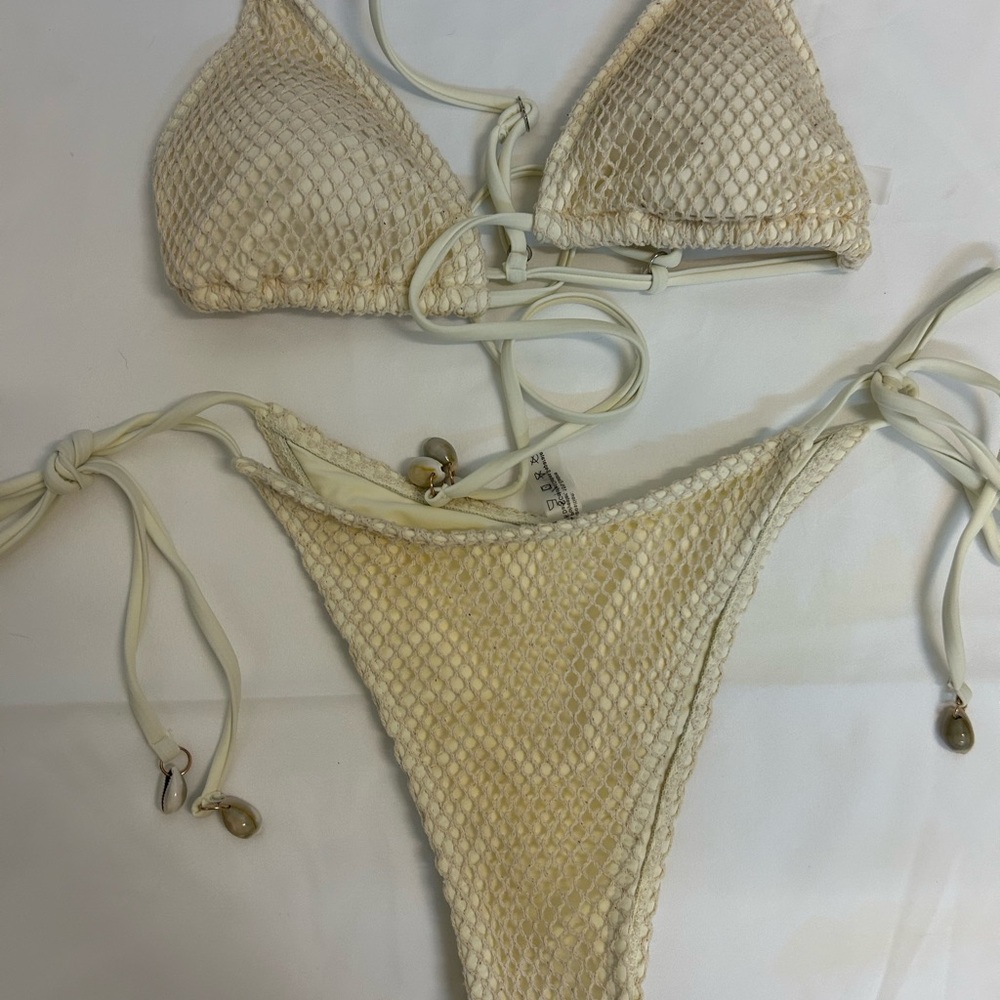 Zaful Cream Textured Bikini
